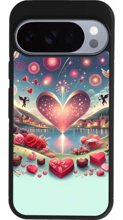 Coque Google Pixel 10 / Pixel 10 Pro - Silicone rigide noir Valentine 2025 Chic