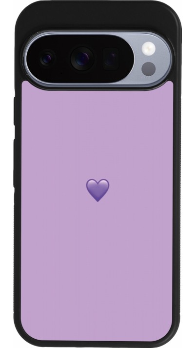 Coque Google Pixel 10 / Pixel 10 Pro - Silicone rigide noir Valentine 2023 purpule single heart