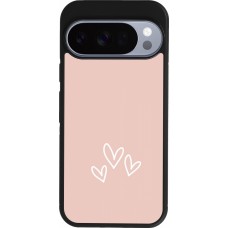 Coque Google Pixel 10 / Pixel 10 Pro - Silicone rigide noir Valentine 2023 three minimalist hearts
