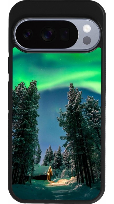 Coque Google Pixel 10 / Pixel 10 Pro - Silicone rigide noir Winter 22 Northern Lights
