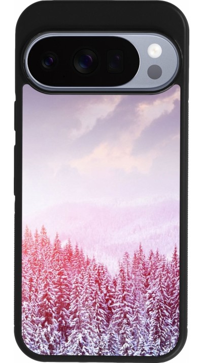 Coque Google Pixel 10 / Pixel 10 Pro - Silicone rigide noir Winter 22 Pink Forest