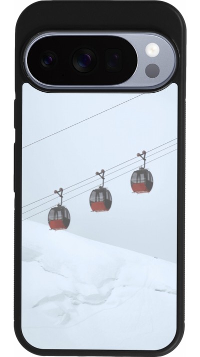 Coque Google Pixel 10 / Pixel 10 Pro - Silicone rigide noir Winter 22 ski lift