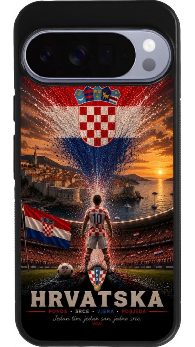 Google Pixel 10 Pro XL Case Hülle - Silikon schwarz Fussball Kroatien splash 2026