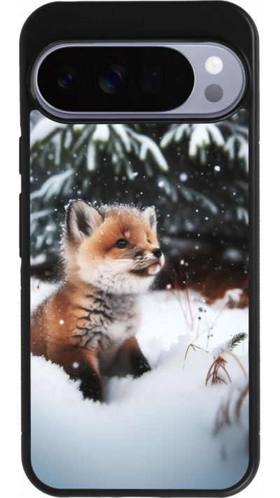 Google Pixel 10 Pro XL Case Hülle - Silikon schwarz Weihnachten 2023 Fuechslein Tanne