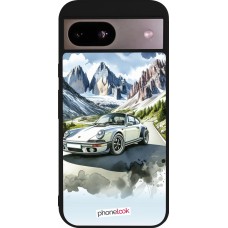 Coque Google Pixel 8a - Silicone rigide noir Porsche 911 Mountain Watercolor
