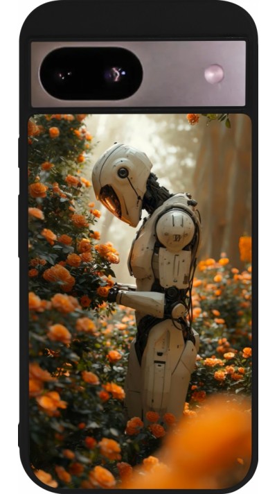 Google Pixel 8a Case Hülle - Silikon schwarz Astronaut flowers 2025