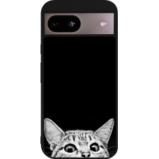 Coque Google Pixel 8a - Silicone rigide noir Cat Looking Up Black