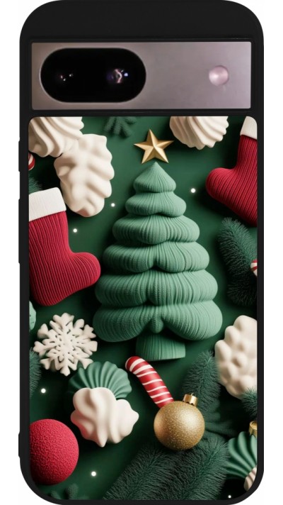 Coque Google Pixel 8a - Silicone rigide noir Christmas 25 Christmas textiles