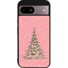 Coque Google Pixel 8a - Silicone rigide noir Christmas 25 Pink Tree