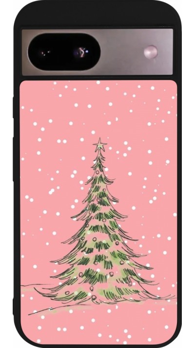 Coque Google Pixel 8a - Silicone rigide noir Christmas 25 Pink Tree