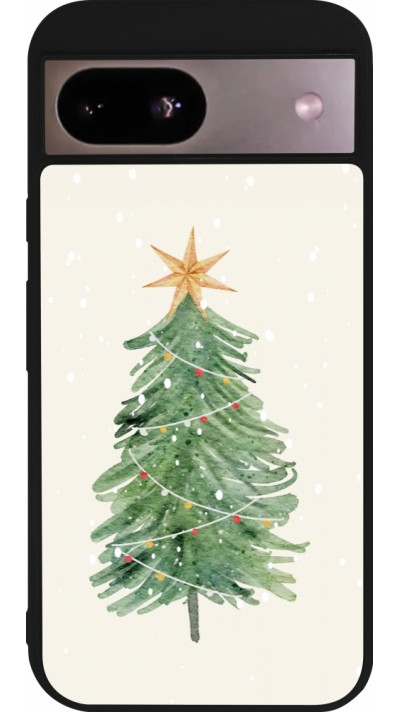 Coque Google Pixel 8a - Silicone rigide noir Christmas 25 Sketch Tree