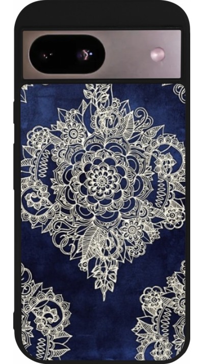 Coque Google Pixel 8a - Silicone rigide noir Cream Flower Moroccan