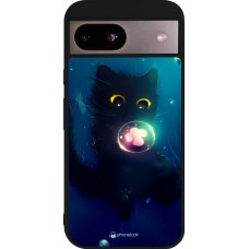 Coque Google Pixel 8a - Silicone rigide noir Cute Cat Bubble