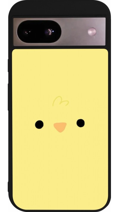 Coque Google Pixel 8a - Silicone rigide noir Easter 2026 Little chicken