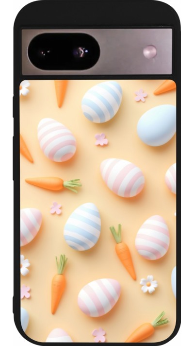 Coque Google Pixel 8a - Silicone rigide noir Easter 2026 Pattern Easter
