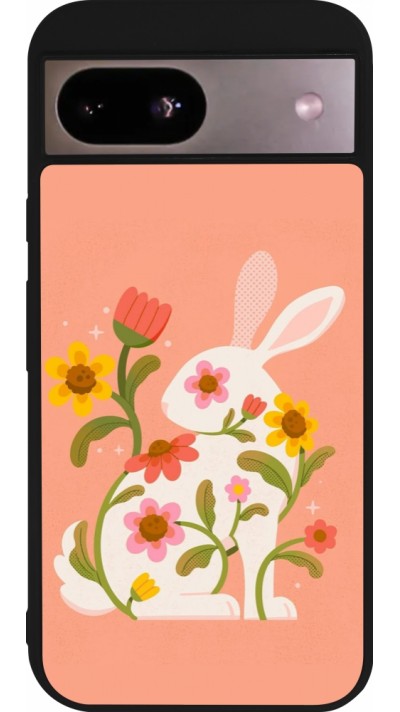 Coque Google Pixel 8a - Silicone rigide noir Easter 2026 Rabbit collage