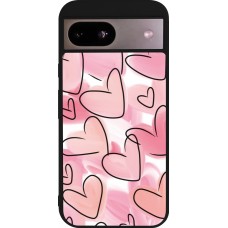 Coque Google Pixel 8a - Silicone rigide noir Easter 2023 pink hearts