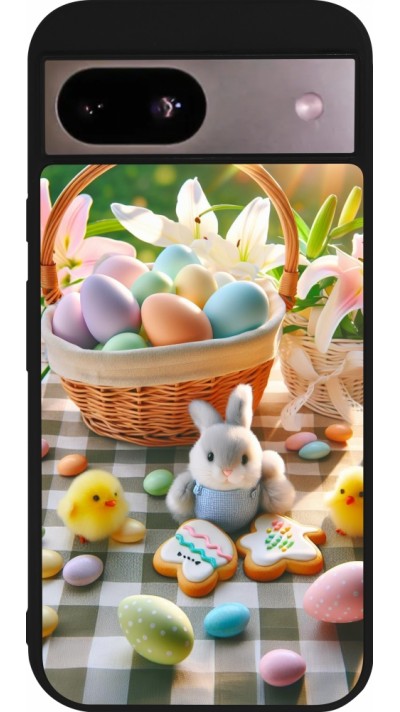 Google Pixel 8a Case Hülle - Silikon schwarz Ostern 2025 Osterkorb