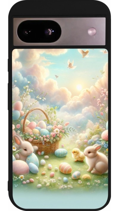 Google Pixel 8a Case Hülle - Silikon schwarz Ostern 2025 Pastell Ostern