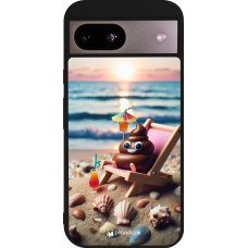 Google Pixel 8a Case Hülle - Silikon schwarz Kackhaufen Emoji auf Liegestuhl