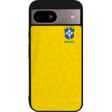 Coque Google Pixel 8a - Silicone rigide noir Maillot de football Brésil 2022 personnalisable