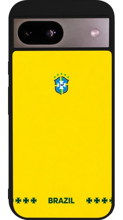 Coque Google Pixel 8a - Silicone rigide noir Maillot de football Bresil 2026 personnalisable