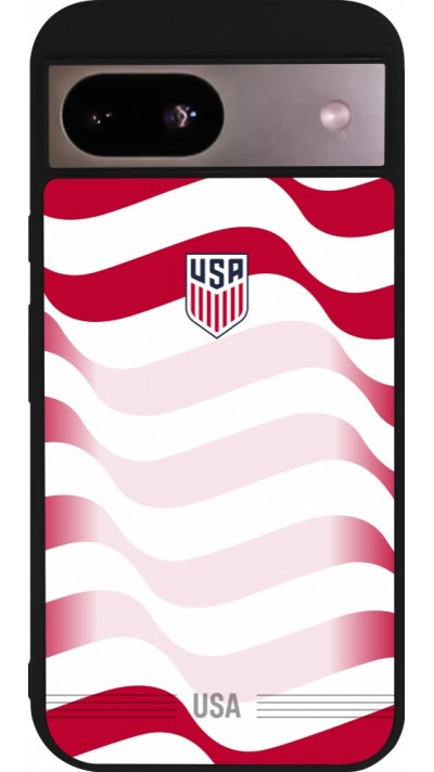 Coque Google Pixel 8a - Silicone rigide noir Maillot de football E?tats Unis 2026 personnalisable