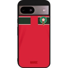 Coque Google Pixel 8a - Silicone rigide noir Maillot de football Maroc 2022 personnalisable