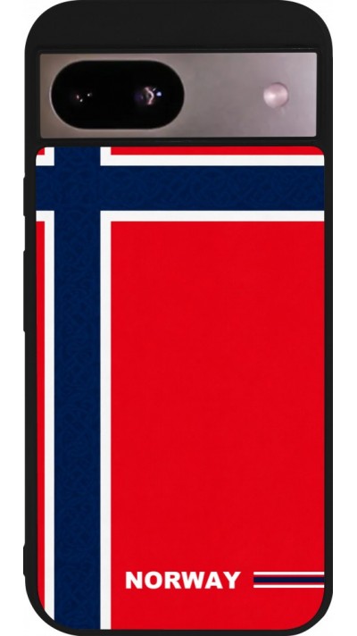 Coque Google Pixel 8a - Silicone rigide noir Maillot de football Norvège 2026 personnalisable