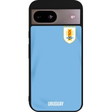 Coque Google Pixel 8a - Silicone rigide noir Maillot de football Uruguay 2022 personnalisable