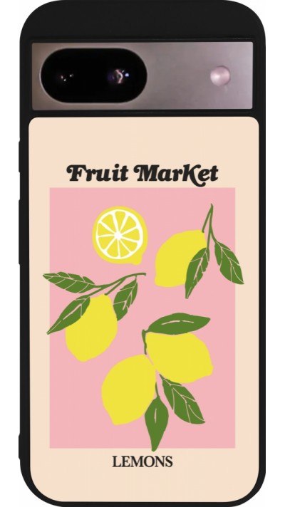 Coque Google Pixel 8a - Silicone rigide noir Fruit market lemons 2026