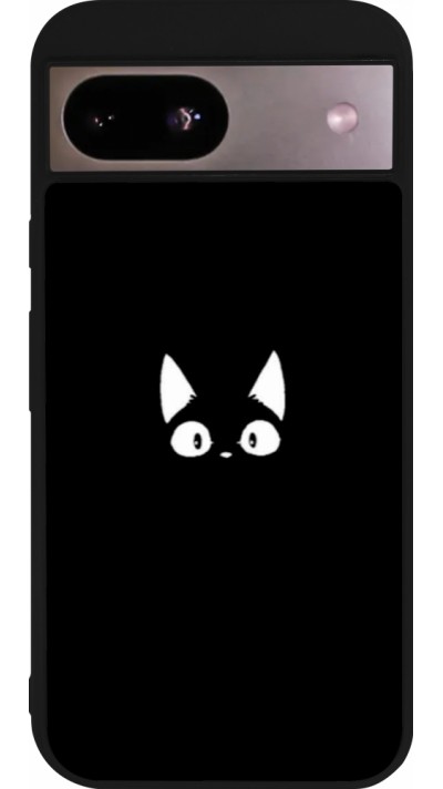 Coque Google Pixel 8a - Silicone rigide noir Funny cat on black