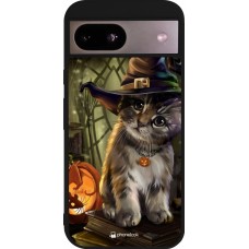 Coque Google Pixel 8a - Silicone rigide noir Halloween 21 Witch cat