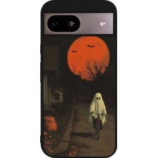 Google Pixel 8a Case Hülle - Silikon schwarz Halloween 2025 Ghost on a bicycle
