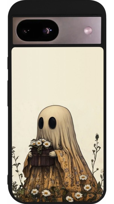 Coque Google Pixel 8a - Silicone rigide noir Halloween 2025 Ghost gardener