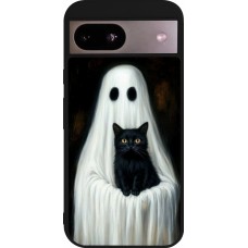 Google Pixel 8a Case Hülle - Silikon schwarz Halloween 2025 Ghost with black cat