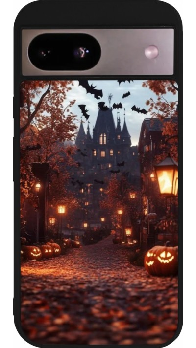 Coque Google Pixel 8a - Silicone rigide noir Halloween 2025 Haunted house