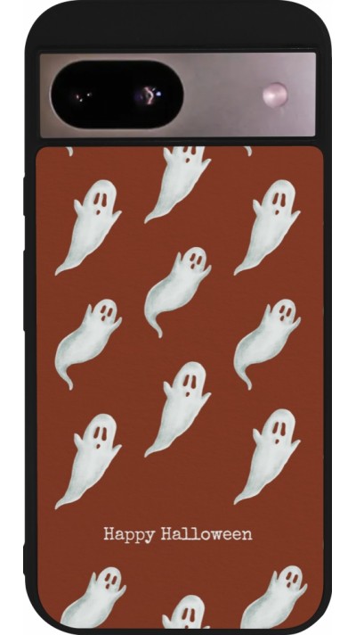 Coque Google Pixel 8a - Silicone rigide noir Halloween 2025 Pattern of ghosts