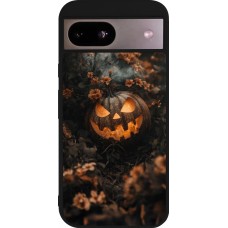 Google Pixel 8a Case Hülle - Silikon schwarz Halloween 2025 Pumpkin with flowers