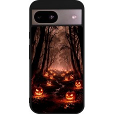 Coque Google Pixel 8a - Silicone rigide noir Halloween 2025 Road of Terrifying Pumpkins