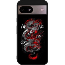 Coque Google Pixel 8a - Silicone rigide noir Japanese style Dragon Tattoo Red Black