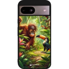 Coque Google Pixel 8a - Silicone rigide noir Jungle Tropicale Tayrona