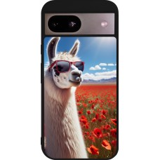 Coque Google Pixel 8a - Silicone rigide noir Lama Chic en Coquelicot
