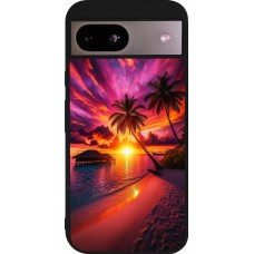 Coque Google Pixel 8a - Silicone rigide noir Maldives Dusk Bliss