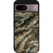 Coque Google Pixel 8a - Silicone rigide noir Marbre Olive