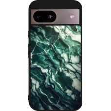 Coque Google Pixel 8a - Silicone rigide noir Marbre vert majestueux