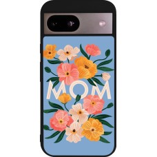 Coque Google Pixel 8a - Silicone rigide noir Mom 2026 Flowers