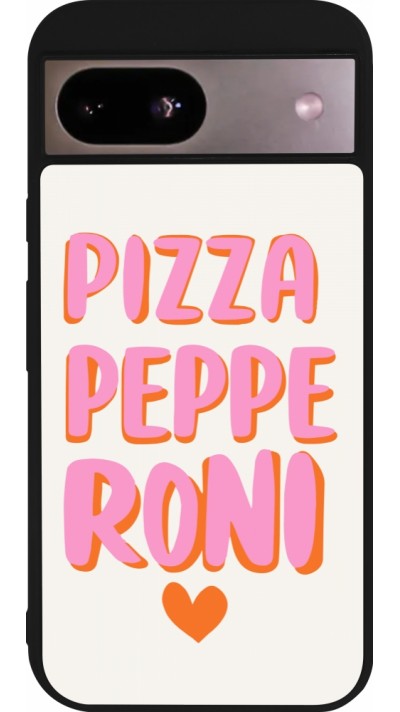 Coque Google Pixel 8a - Silicone rigide noir Pizza pepperoni 2026