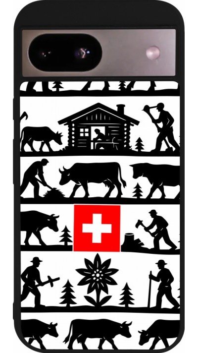 Coque Google Pixel 8a - Silicone rigide noir Poya Suisse 1