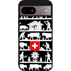 Coque Google Pixel 8a - Silicone rigide noir Poya Suisse 1 noir